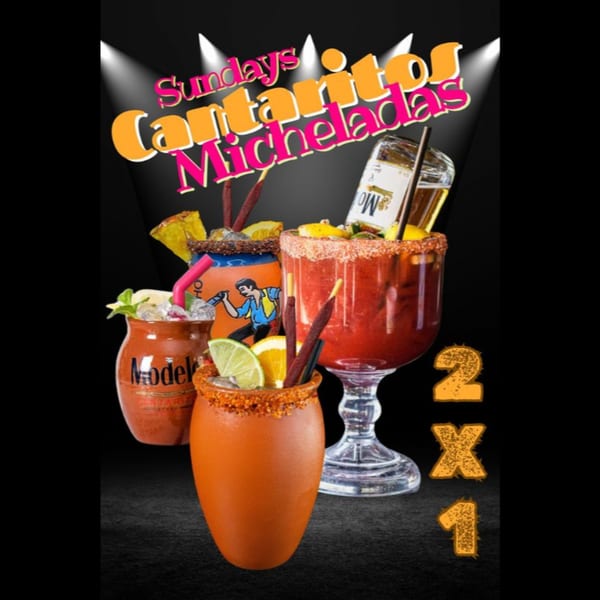 Three vibrant Mexican Cantaritos and Micheladas, garnished with fruit and chili, against a dark background.